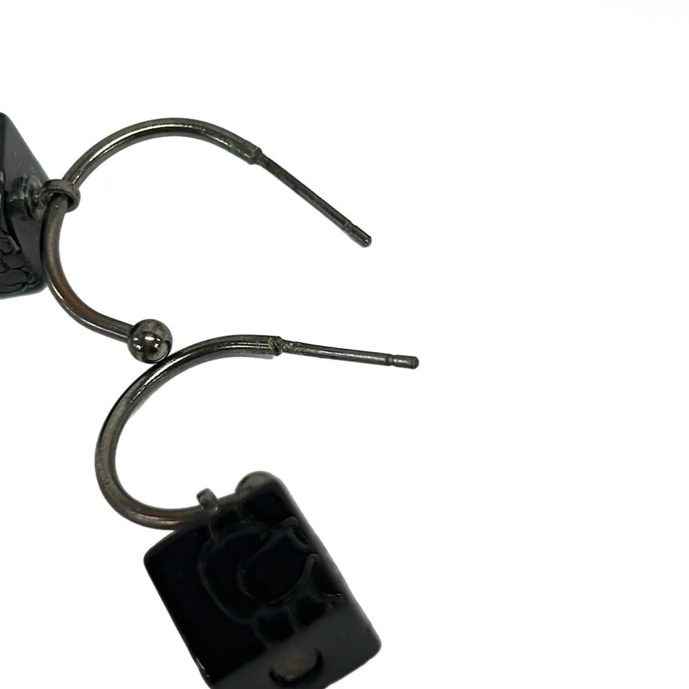 Chanel Camellia Earrings Silver Black Hardware Plastic - Picture 3 of 4